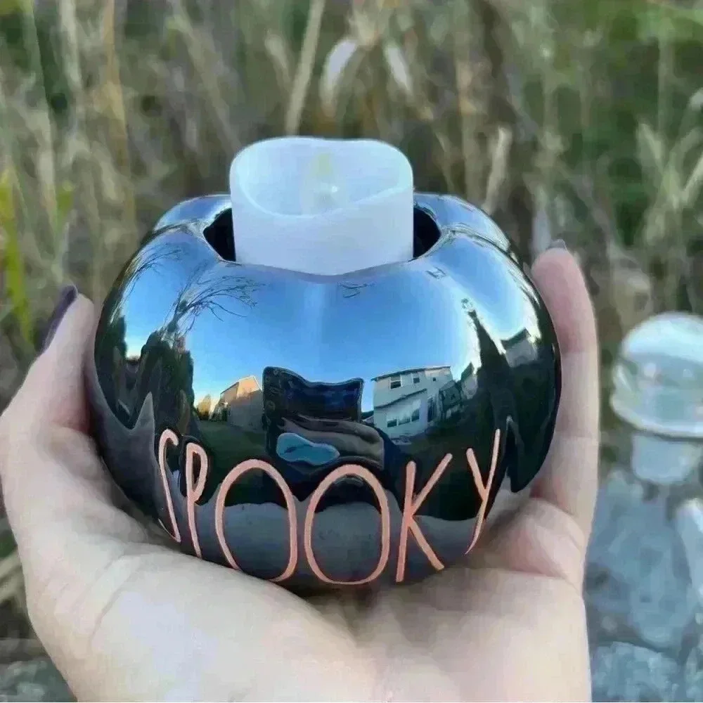 NEW Set of (3)Rae Dunn BOO/SPOOKY/HAUNTED pumpkin candle Holders WITHOUT candles